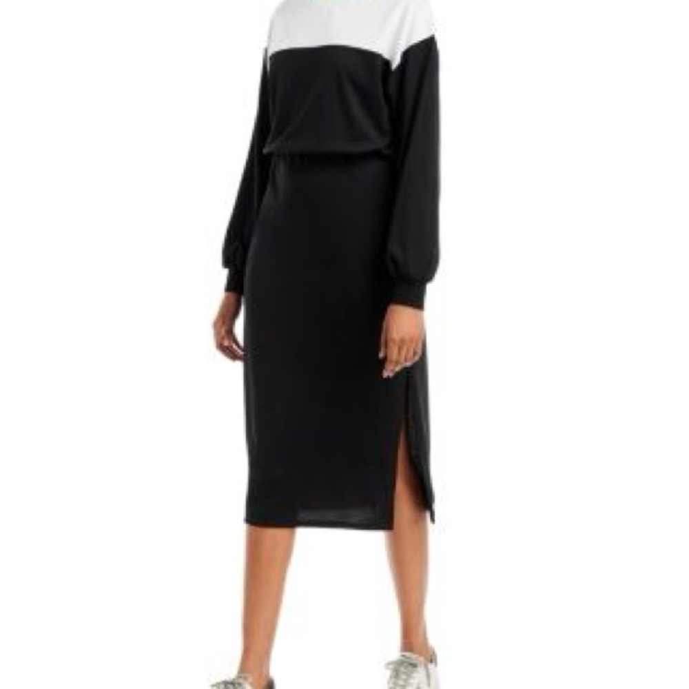 AQUA
Color Block Knit Midi Dress